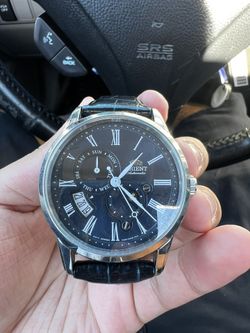 Orient Sun & Moon Mechanical (42.5mm) Blue Dial / Black Leather