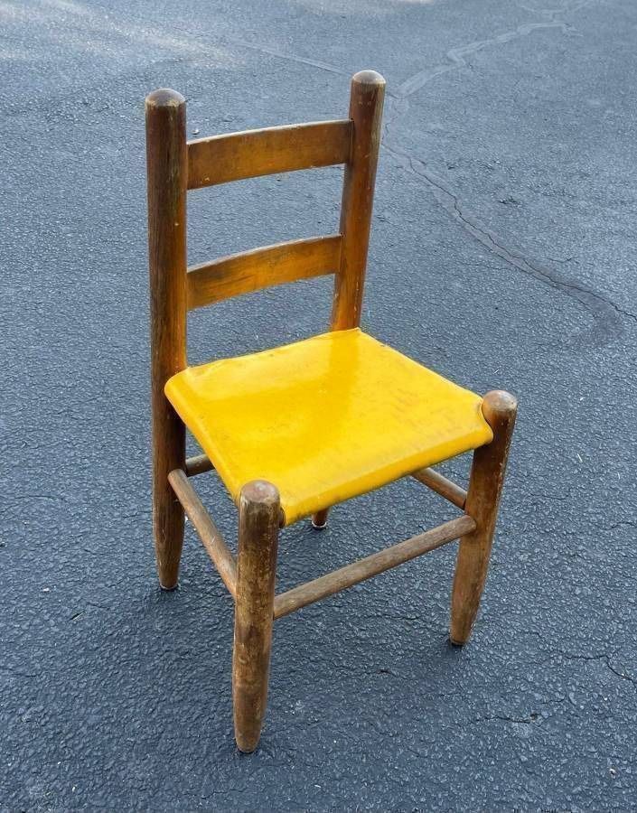 Vintage Mid Century Log Wood Kids Children Toddler Chair Bookshelf Plant Stand Home Cabin Decor
