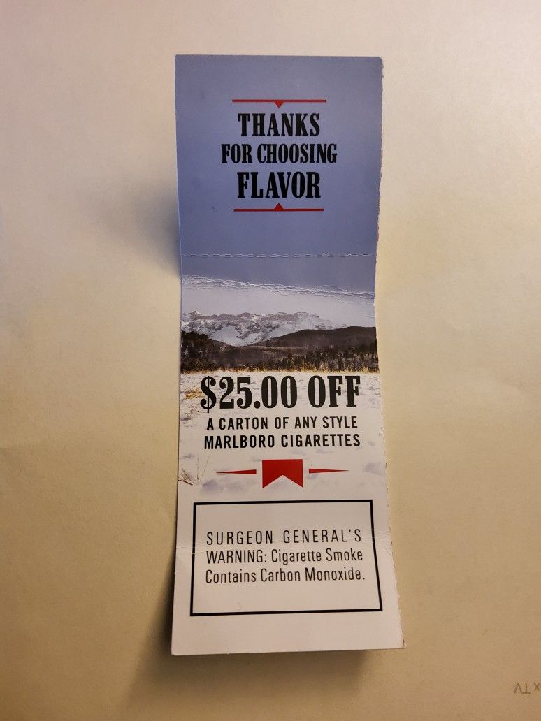 Marlboro Carton Coupon. 25.00 Off