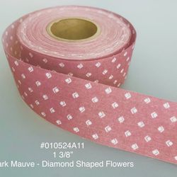 5 Yds of 1 3/8” Vintage Cotton Craft Ribbon W/ Diamond Flowers #010524A11