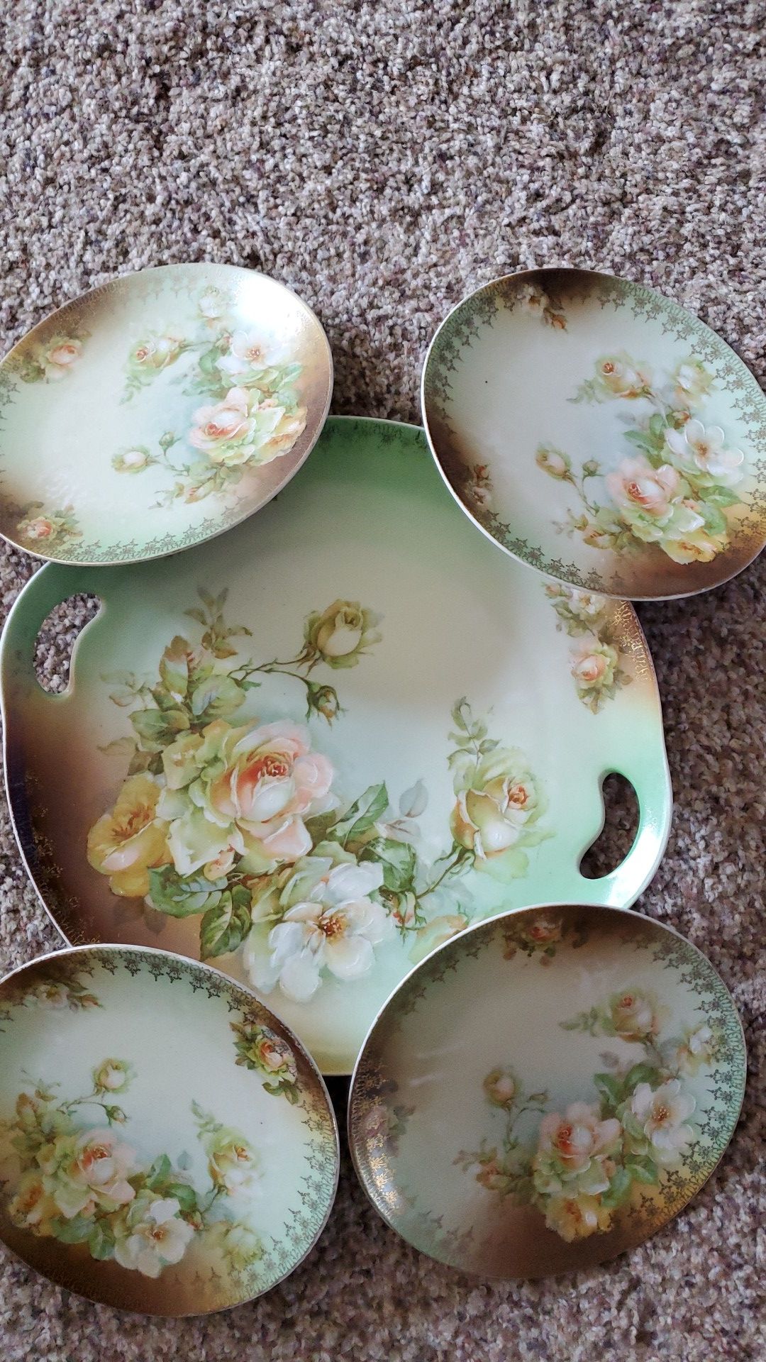 Vintage serving plate and small plates