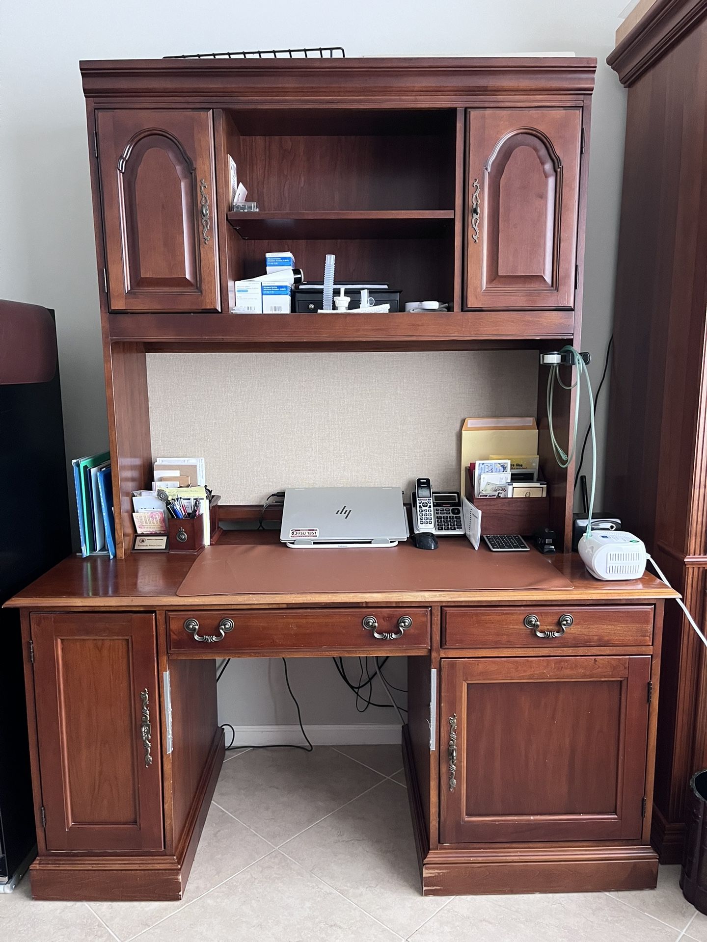 Solid Wood Desk And Hutch