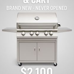 Lion Premium Grills L75000 32-Inch Built-In Gas Grill with Cart Bundle And 19-Piece Stainless-Steel Grilling Accessories w/Aluminum Storage Case