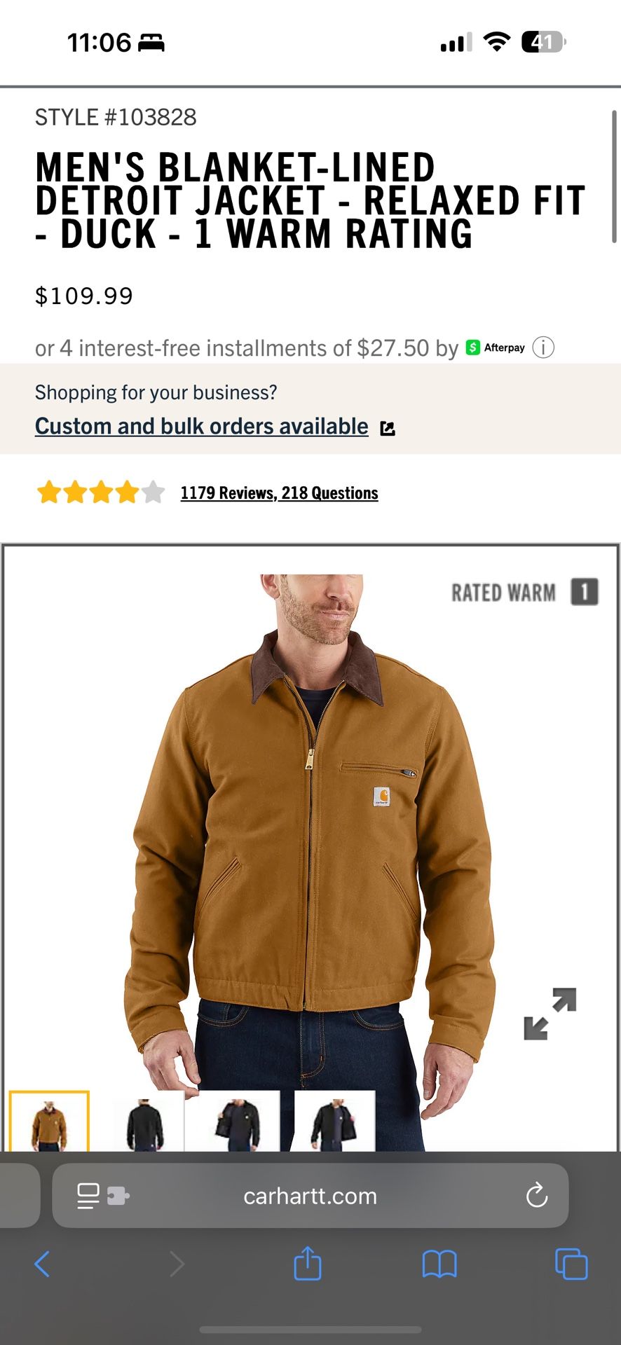 Carhartt MEN'S BLANKET-LINED DETROIT JACKET - RELAXED FIT