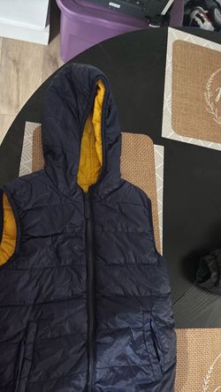 Navy Blue Reversible Puffer Vest with Hood
