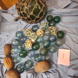 GORGEOUS Vintage Glass & Wood Fishing Floats Collection - YOU GET ALL for 1 PRICE - Set #1