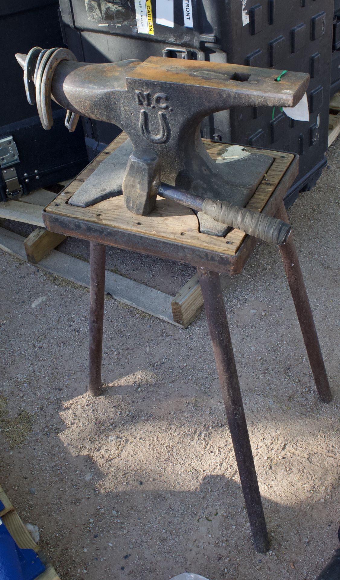 Anvil W/ Stand, Horseshoes, Hammer