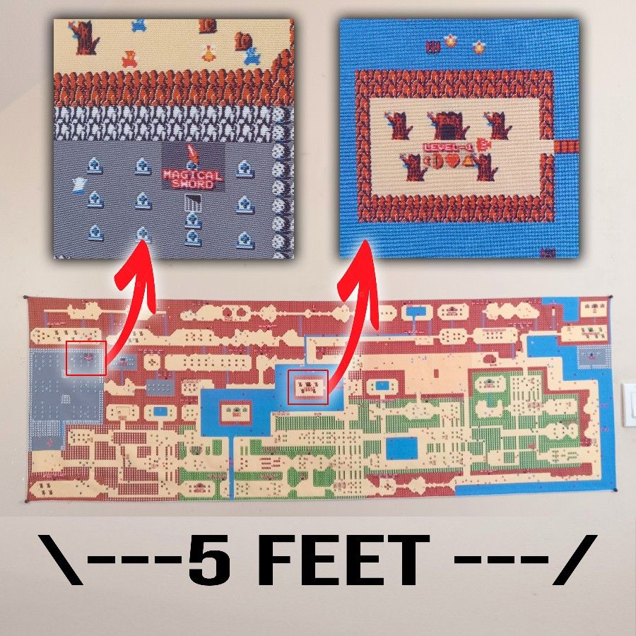 ▲ The Legend of Zelda FULL Overworld Map 5 foot tapestry  game room banner ▲