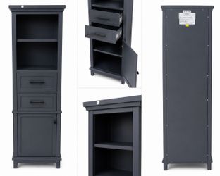NEW Avanity Dark Gray Bathroom Linen Storage Cabinet - 2 Drawers & Cabinet
