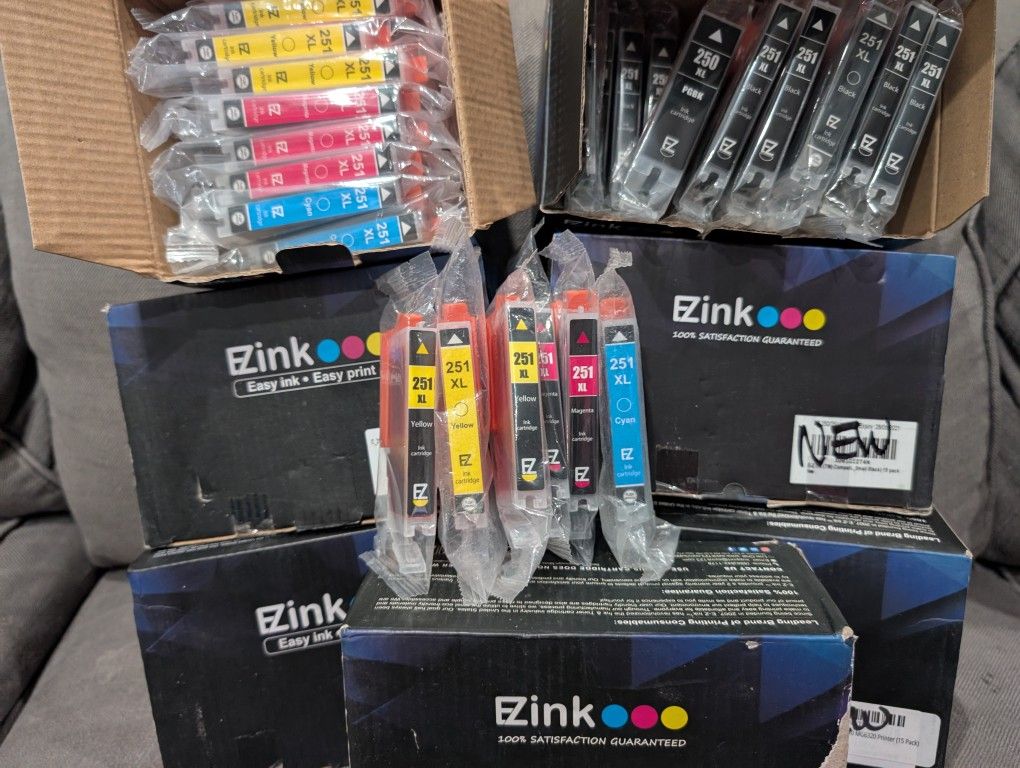 NEW $1 Each Canon Pixma Printer Ink Cartridges 251 XL Yellow Magenta Pink Cyan Blue Black 250 XL Black 250XL 251XL