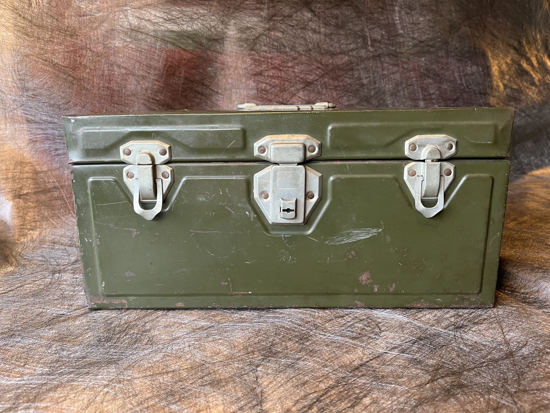 Vintage Green Union Steel Metal Toolbox