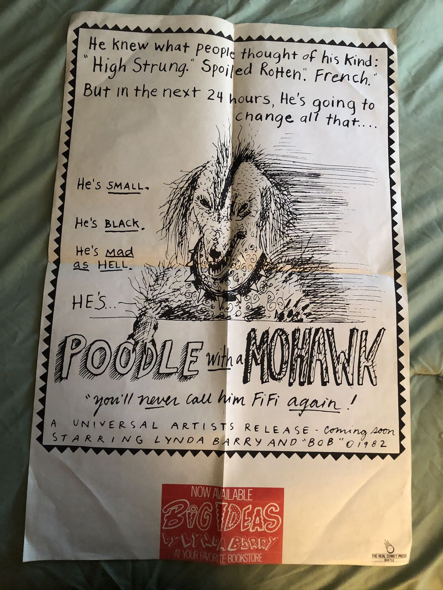 “Poodle With A Mohawk” LYNDA BARRY poster Seattle 1983 Real Comet Press