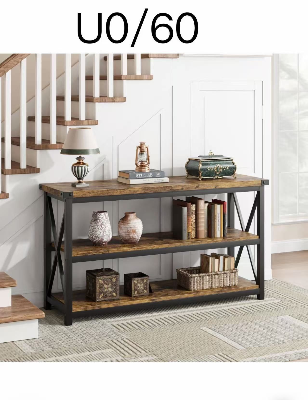 3Tier Console Table 47.2" Narrow Entryway Table with Storage