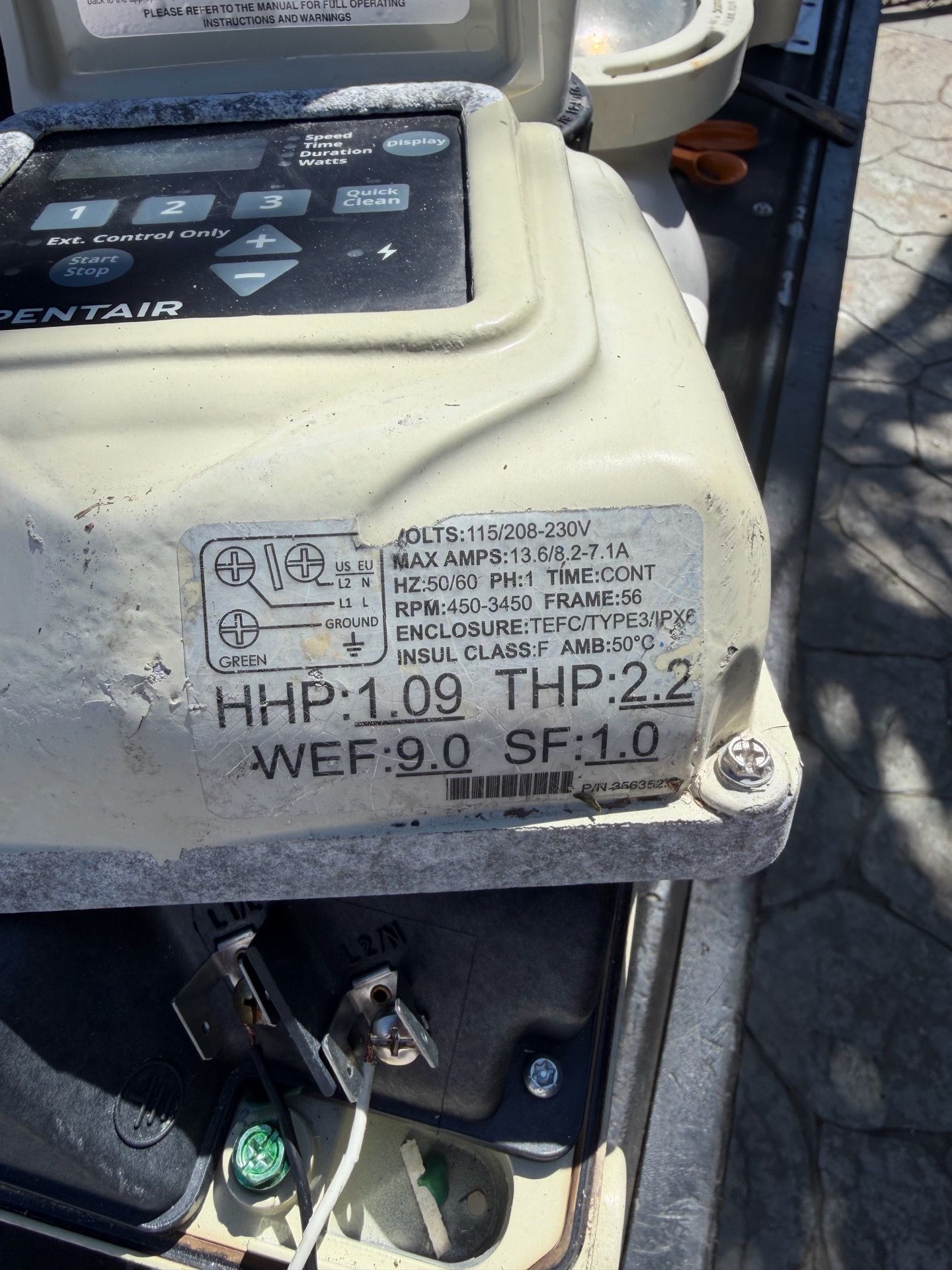 Variable speed Pentair pool pump