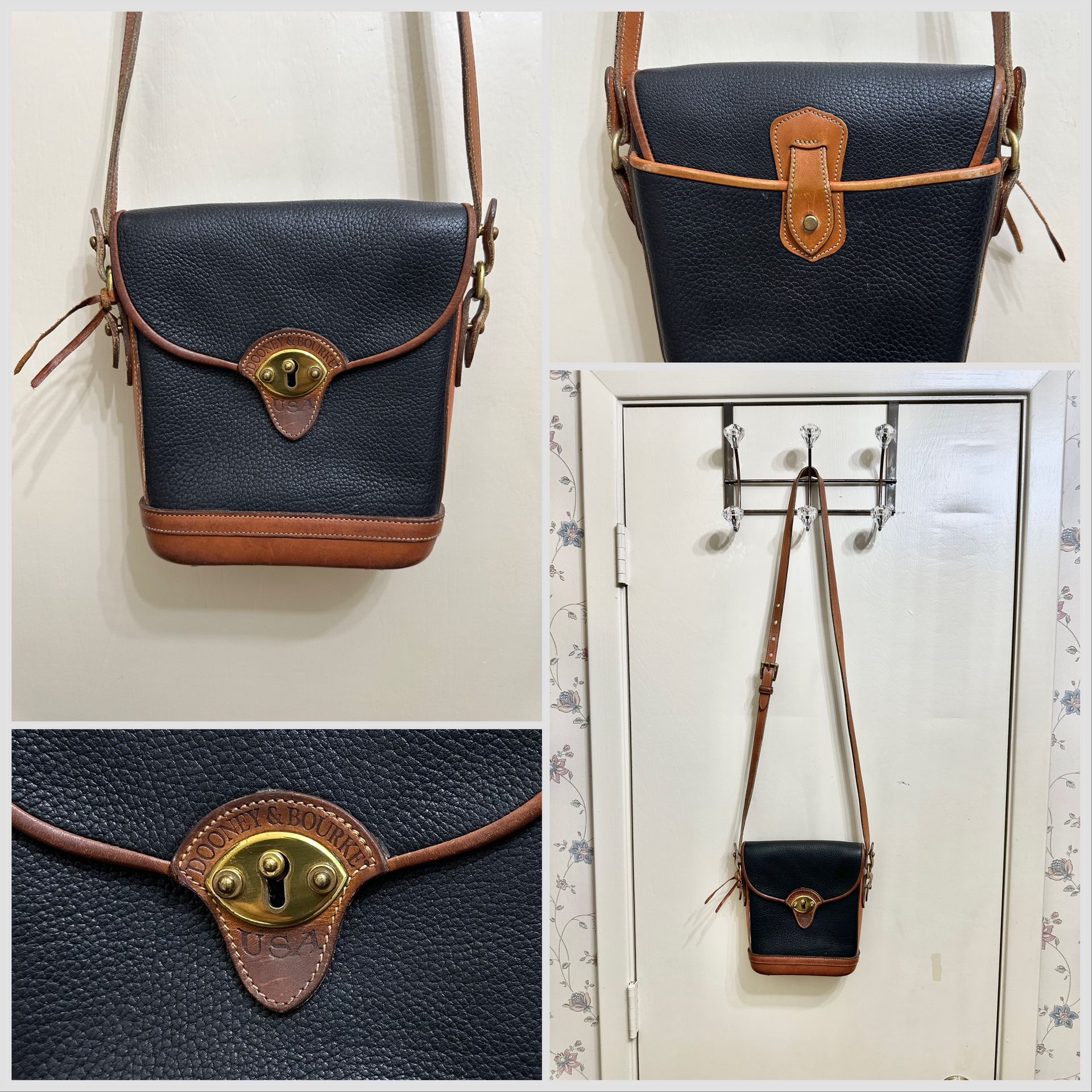Vintage Dooney & Bourke Cavalry Spectator Leather Crossbody Bag Purse