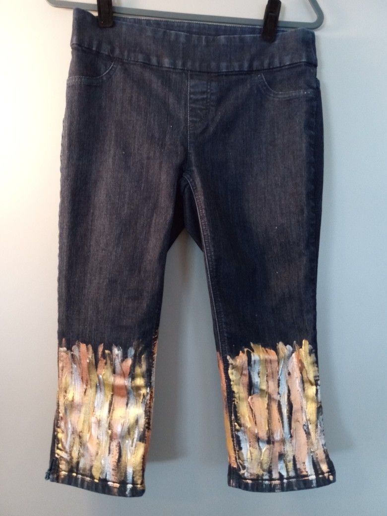 Painted Metallic Capri Jeans. ACCEPTING CREDIT CARDS!