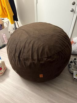 Large Round Brown Bean Bag Chair