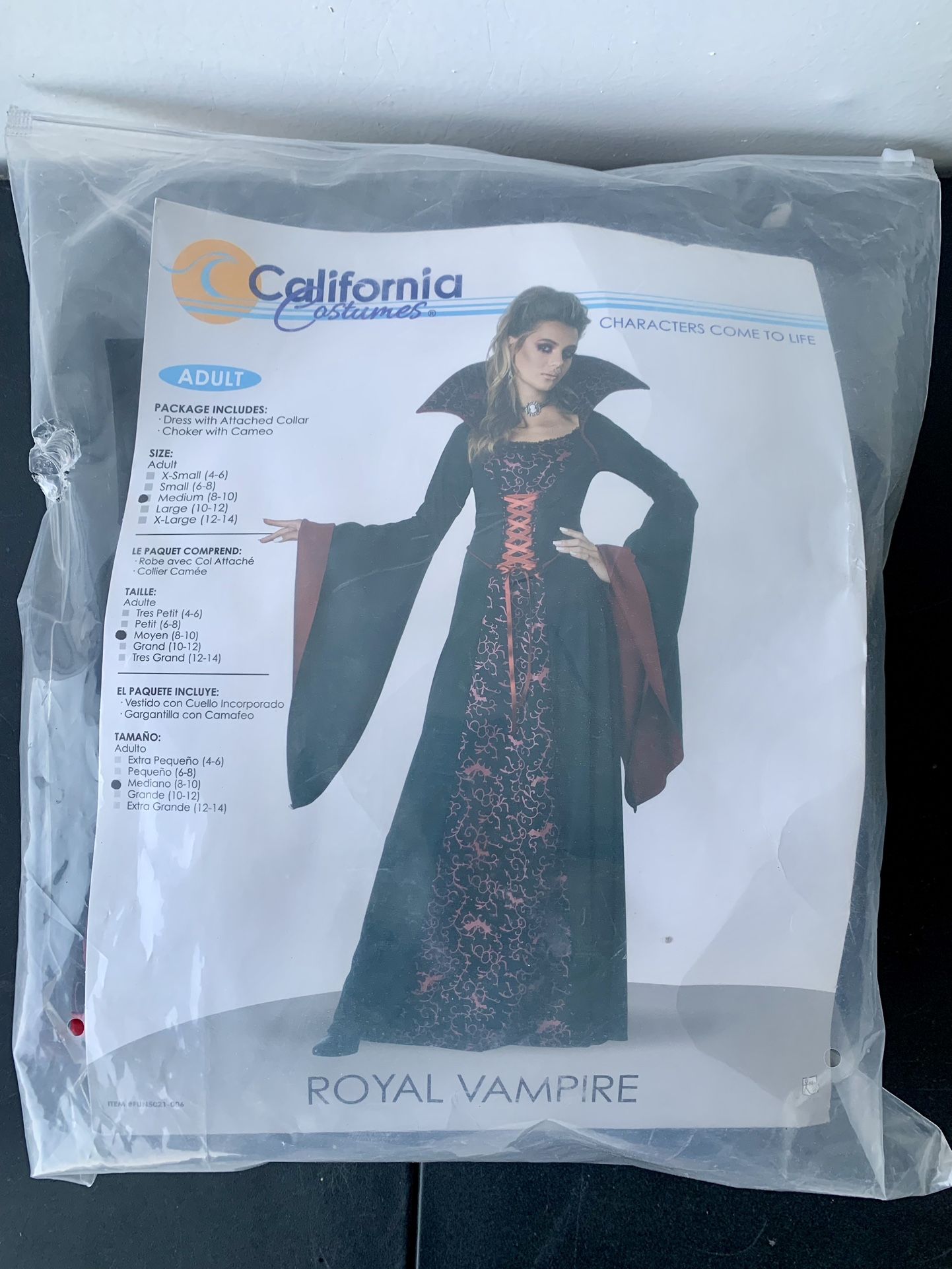 Deluxe Royal Vampiress Adult Halloween Costume SIZE MED Vampire