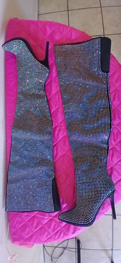 Rhinestone Over-the-Knee Stiletto Boots