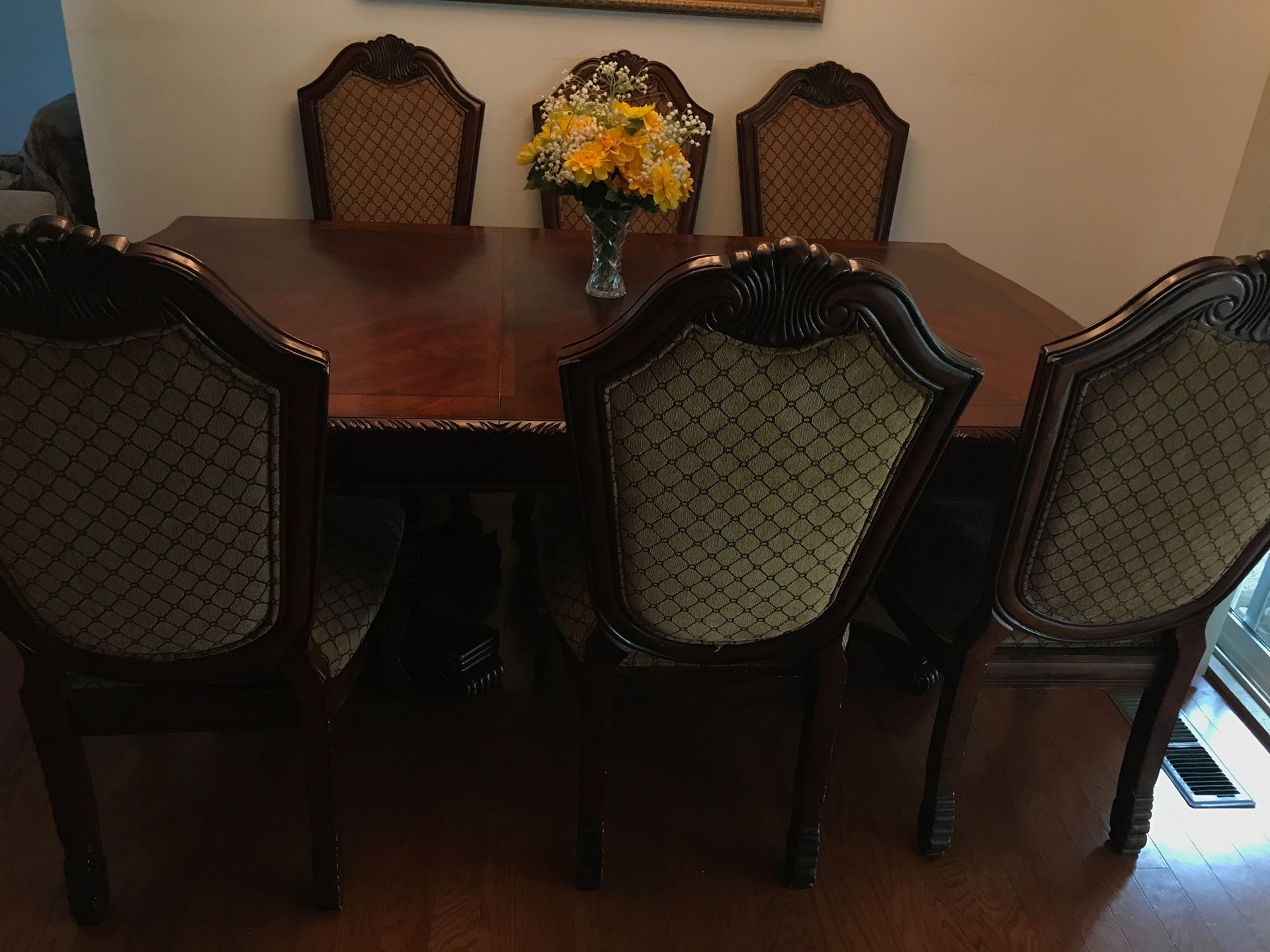 Dining table with six chairs