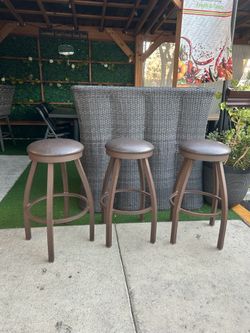 3 Holland Misha Backless Swivel Bar Stools with Faux Leather Seat