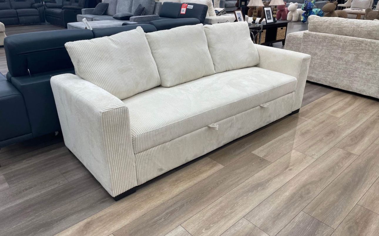 Corduroy Couch New In Box ,,,,,Gray And Ivory