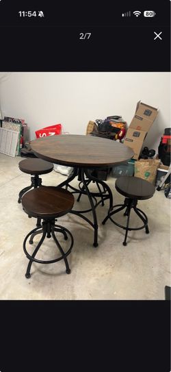 Industrial brown round kitchen table