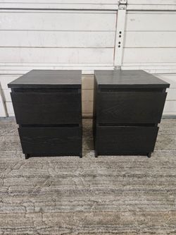 2-Nightstands, Good Conditions 👍, Black Color, Measurement: W 16" × D 19"  × H 22"