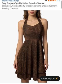 Mogancaiyi Sparkly Halter Dress Women Size S