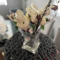 Artificial Flowers In Glass Vase