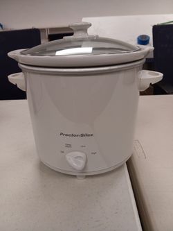 Proctor Silex White Slow Cooker w/ Lid, Keep Warm, 4 Settings, Ceramic