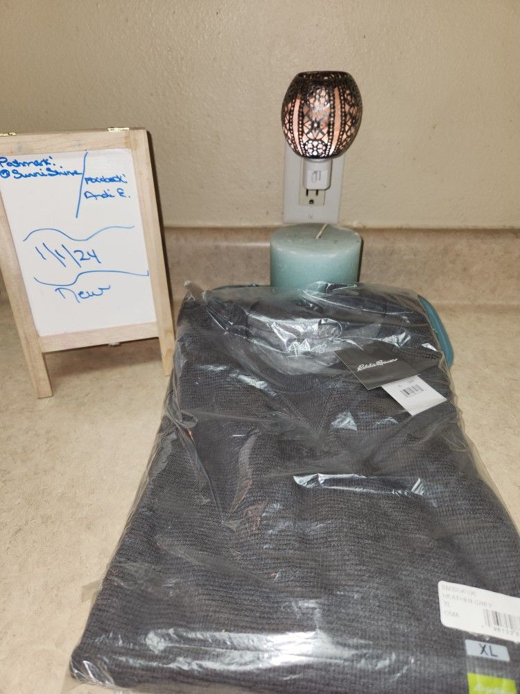 Eddie Bauer Men's Eddie's Favorite Ultrasoft Thermal Crew, XL, Heather Grey, NWT