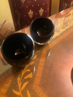 Set of two Vintage Murano Sommerso Glass Bowl: Black & Clear Angled Cenedese, 1960s