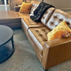 Genuine Leather Small Sectional Couch Set ⭐$39 Down Payment with Financing ⭐ 90 Days same as cash