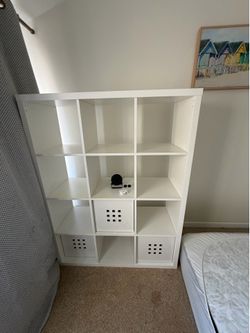 White Book shelves with 3 drawers..