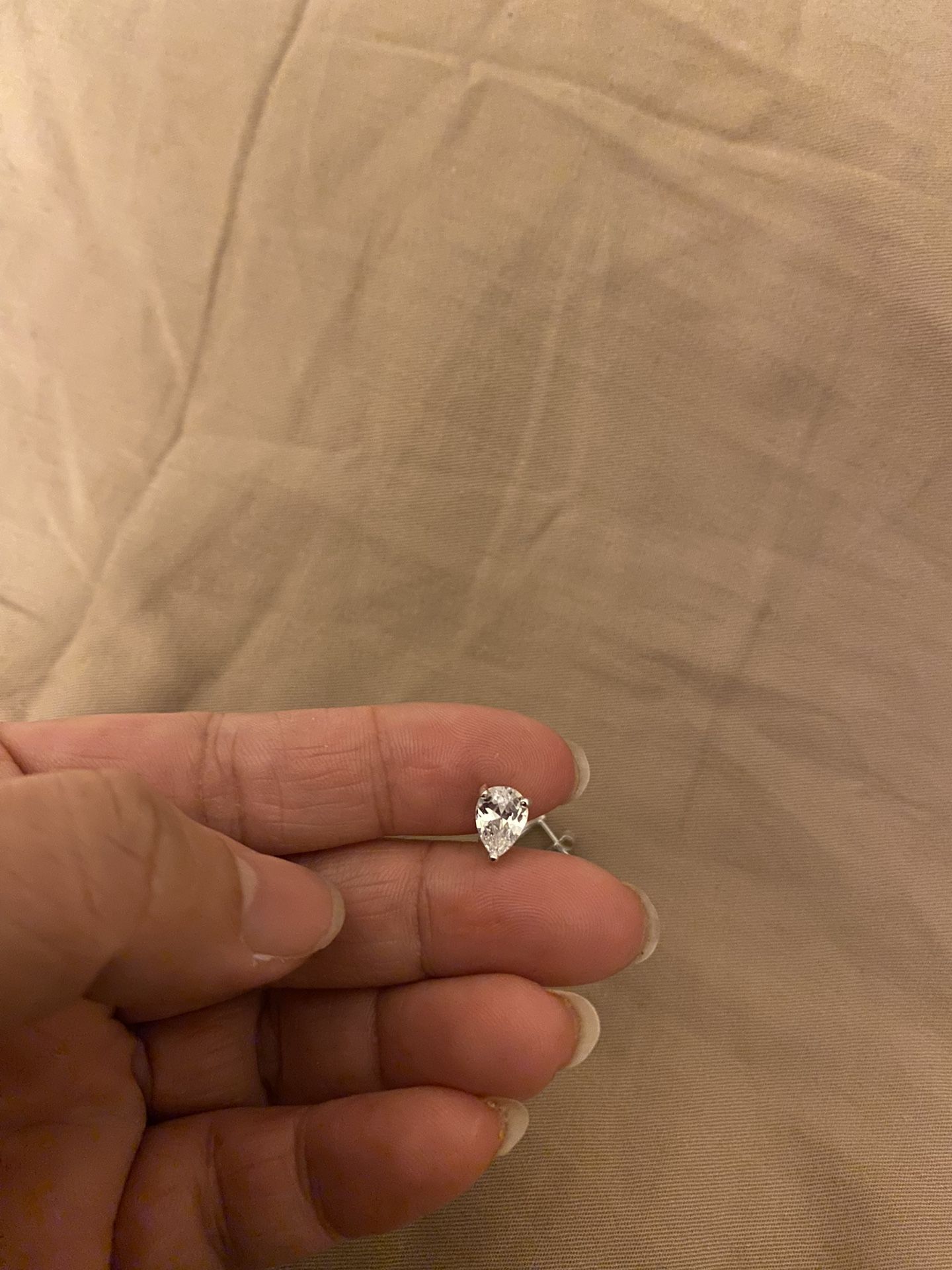 Real Silver Zircon Diamond Stud Earrings