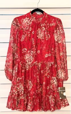 NWT Maison Tara Floral Lace Mock Neck Dress Size 4