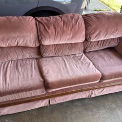 Antique Pink Corduroy Couch 