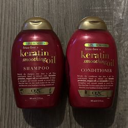 OGX 5 In 1 Benefits Frizz-Free Keratin Soothing Oil Shampoo & Conditioner Set 