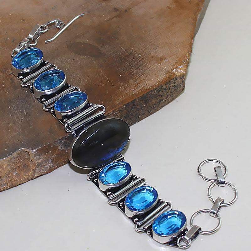 Blue heavy Natural Stone adjustable bracelet