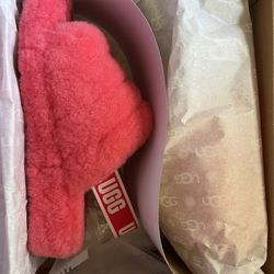 Pink Fur Ugg Slides Size 8women
