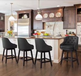 Geman 39 in. Black High Back Faux Leather Solid Wood Bar Stool Counter Height Bar Stool with Cushion (Set of 4)