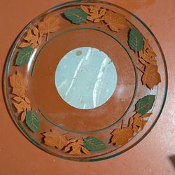 NEW Glass Harvest Candle Plate 5.9" Use With #3 Pillar Candles Orange Leaves Fall Festival https://offerup.com/redirect/?o=RGVjb3JhdGlvbi5TYXZl $1 On 