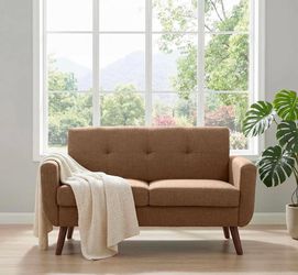 New -56" W Loveseat Sofa, Mid Century Modern Decor Love Seat Couches for Living Room, Button Tufted Upholstered Small Couch for Bedroom, Solid and Eas