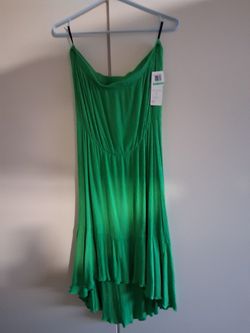 NEW COCO BIANCO LARGE STRAPLESS DEEP MINT GREEN CREPE DRESS