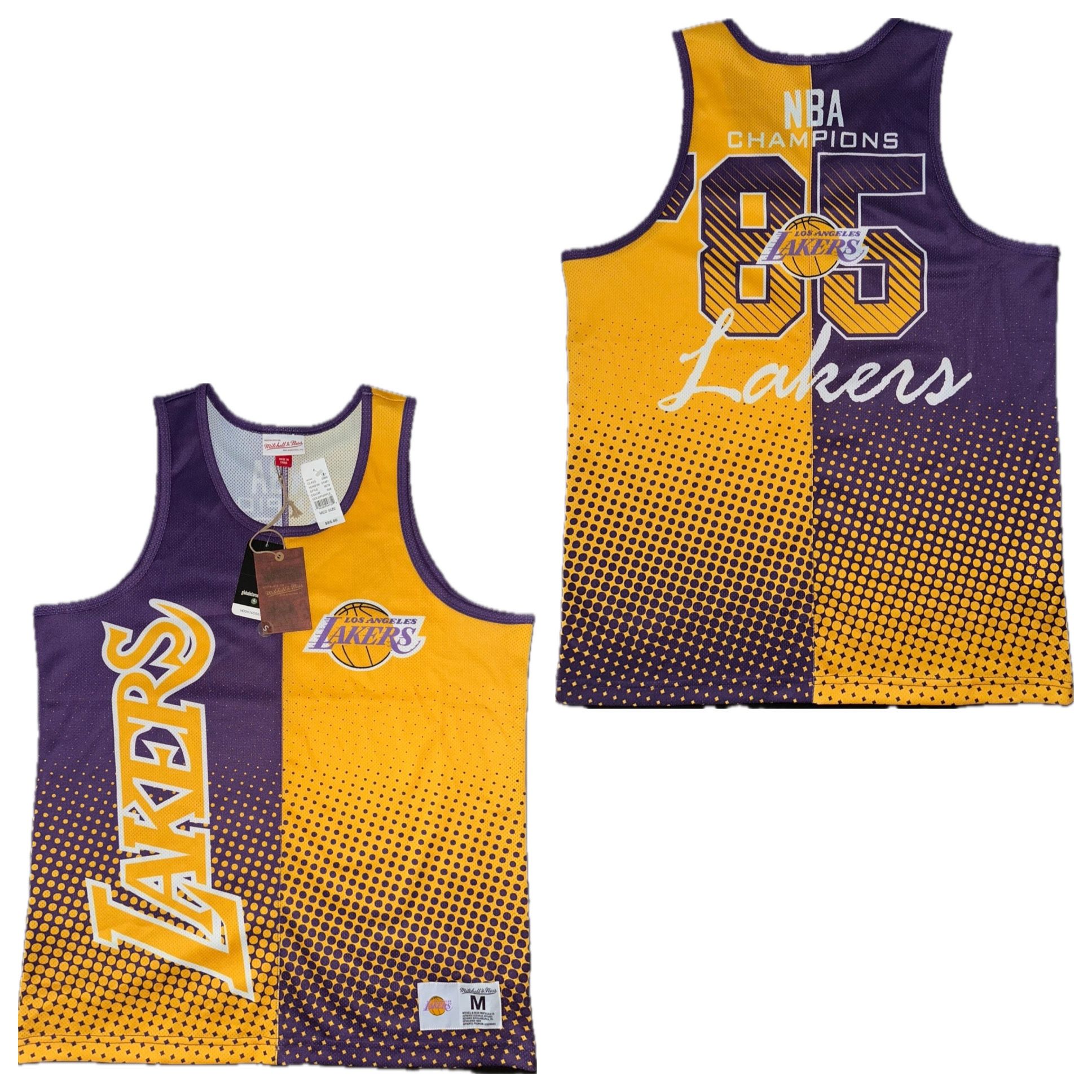 Los Angeles Lakers Purple Gold Mitchell & Ness Jersey Mens S,M & L New