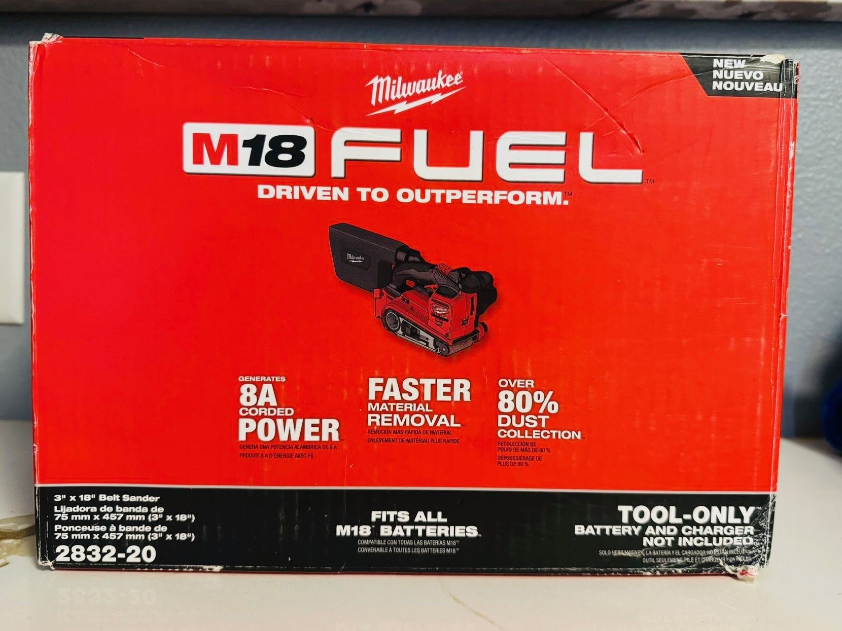 New Milwaukee M18 FUEL 18V Cordless Brushless Belt Sander (Tool-Only). $220