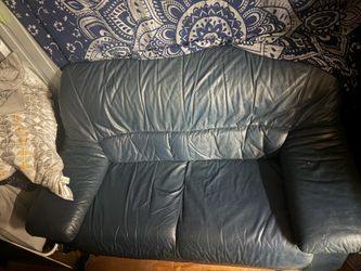 Dark Blue Genuine Leather 3-Seat Sofa | Very Comfortable