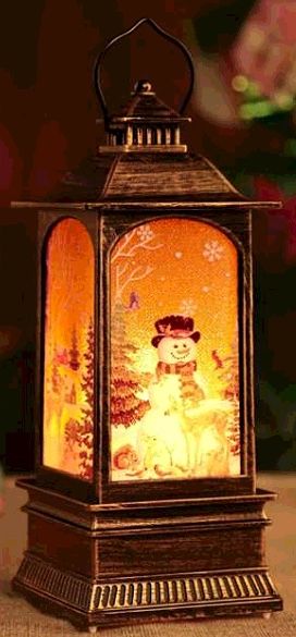 Lanterns, decorated with sparkling christmas snowball water , spin the snow pavilion