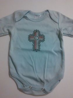 NEW! Blue onesie with star and cross